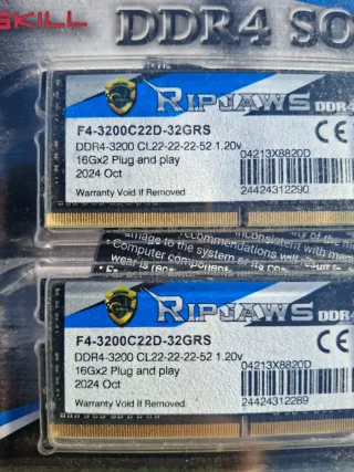2x G.Skill Ripjaws DDR4 SO-DIMM 32GB