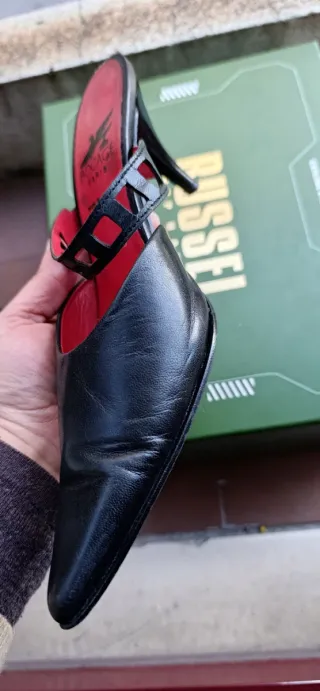 Mules Elegantes Pretas Cabedal