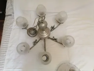 Lámpara de techo plateada 6 brazos