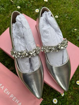 Zapatos Alma en Pena piel plateados T38
