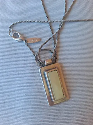 Collar retro vintage largo de metal y piedra blanc