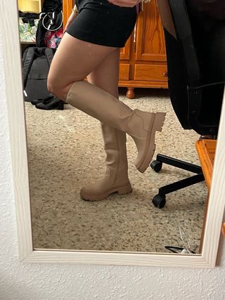 Botas altas beige/rosa