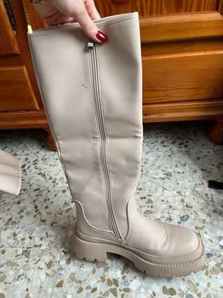 Botas altas beige/rosa