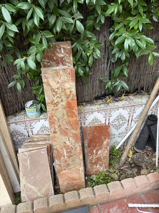 Zanquín de mármol y frontal de escalera