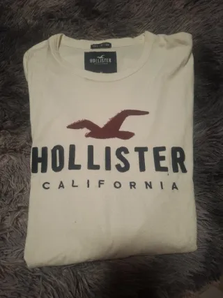 Camiseta Hollister M Blanca y Marrón