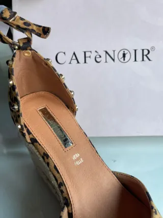 Sandalias Cafénoir cuña de leopardo !SIN ESTRENAR!