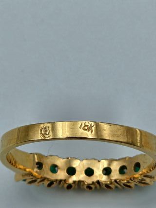 Anillo Oro 18K Carrilera Esmeraldas 2,65gr T-16