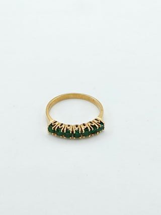 Anillo Oro 18K Carrilera Esmeraldas 2,65gr T-16