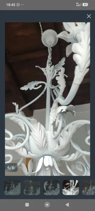 Lámpara de techo araña forja blanca