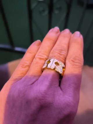 Anillo Tous Oso Dorado y Blanco