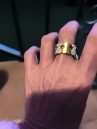 Anillo Tous Oso Dorado y Blanco