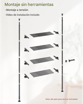 Estantería 4 baldas ajustables sin taladro