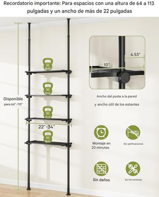 Estantería 4 baldas ajustables sin taladro