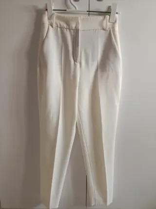 Pantalón Zara Basic XS Blanco roto
