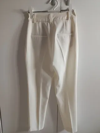 Pantalón Zara Basic XS Blanco roto