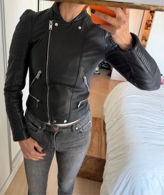 Cazadora Biker Zara TRF - 100% Piel Ovina
