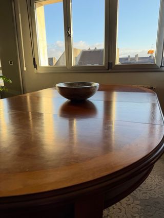 Mesa comedor madera cerezo redonda