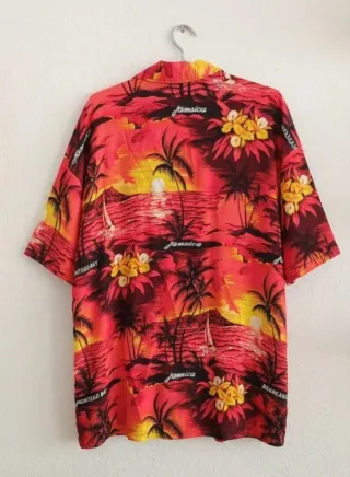 Camisa Hawaiana Estampada Palmeras y Velero