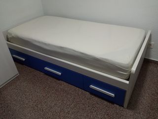 Cama juvenil con 3 cajones y colchón , somier