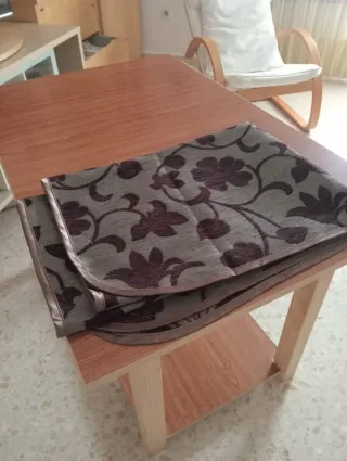Mesa camilla madera con cristal y faldón
