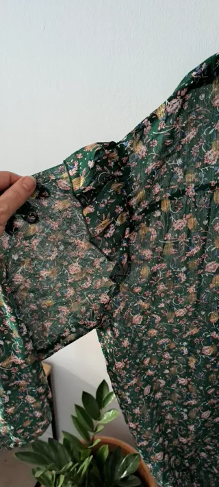 Blusón verde estampado flores talla XL