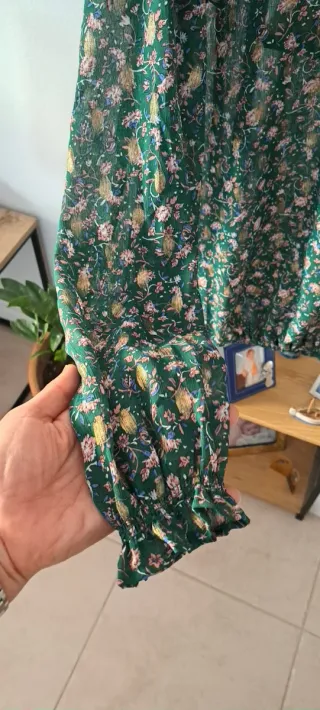 Blusón verde estampado flores talla XL
