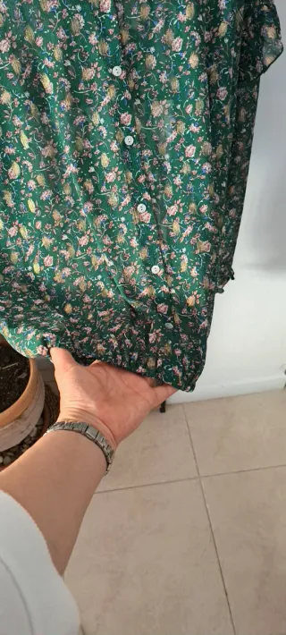 Blusón verde estampado flores talla XL