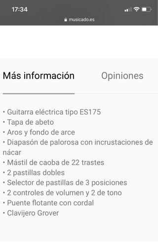 Guitarra Washburn ”Hollow Body” tipo Gibson ES-175