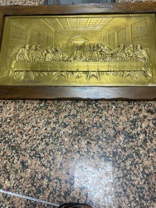 Cuadro La Última Cena en metal y madera envejecida
