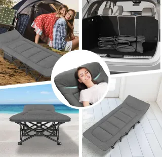 Cama Camping Plegable Exterior/Interior Gris