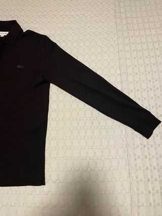 Polo Lacoste Negro Manga Larga Talla L