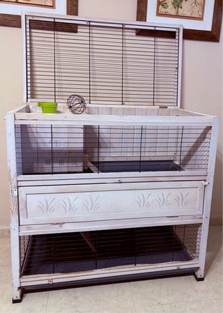 Jaula grande para conejo tipo mueble, 2 plantas.