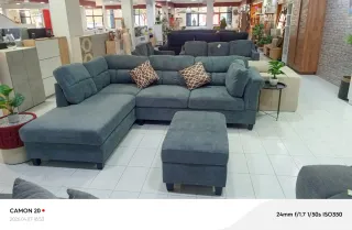 Sofá modular gris tela