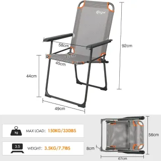 Silla de Camping Plegable Portal Respaldo Alto