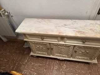 Mueble de entrada mármol y madera