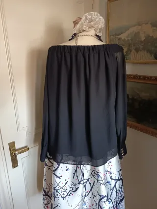 Blusa JOSHV negra escote Bardot