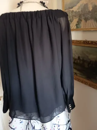 Blusa JOSHV negra escote Bardot