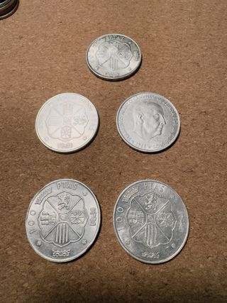 Lote 5 monedas plata 100 PTAS 1966