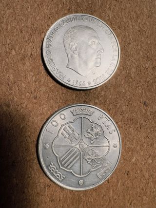 Lote 5 monedas plata 100 PTAS 1966