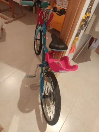 Bicicleta infantil con cesta y sillita