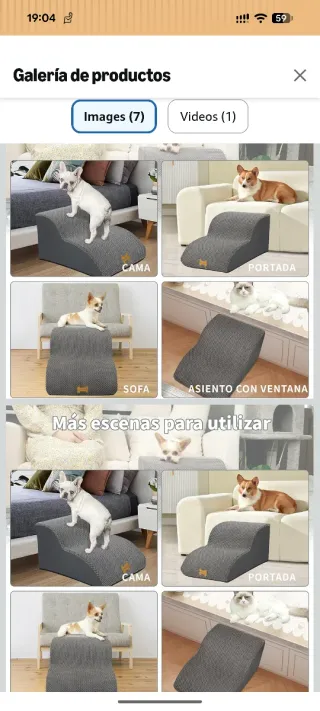 Escalera para perros gris