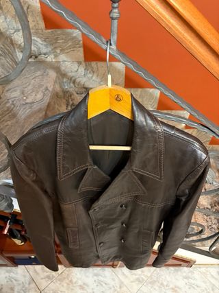 Giacca doppio petto in vera pelle vintage