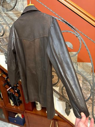 Giacca doppio petto in vera pelle vintage