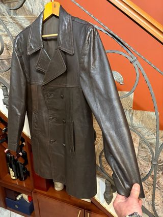 Giacca doppio petto in vera pelle vintage