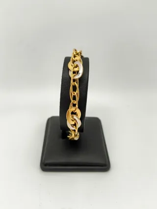 Pulsera Eslabones Ovales Variados Oro bicolor 18kt