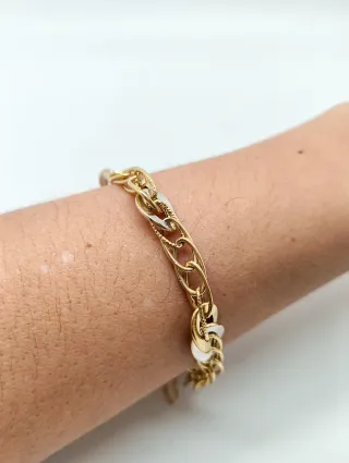 Pulsera Eslabones Ovales Variados Oro bicolor 18kt