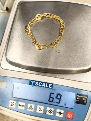 Pulsera Eslabones Ovales Variados Oro bicolor 18kt