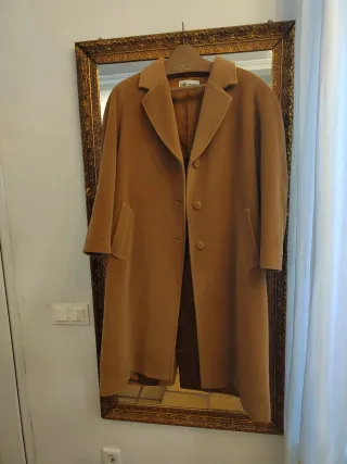 Abrigo paño lana beige