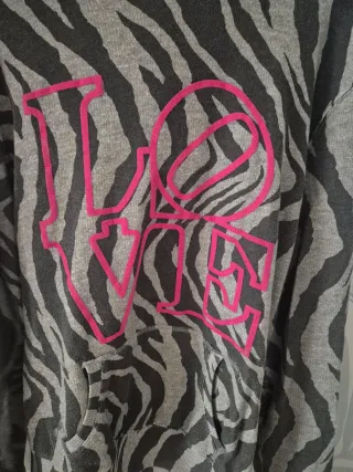 Sudadera Cebra Gris con Logo Rosa
