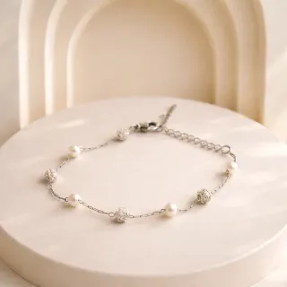 Pulsera fina acero perlas y strass